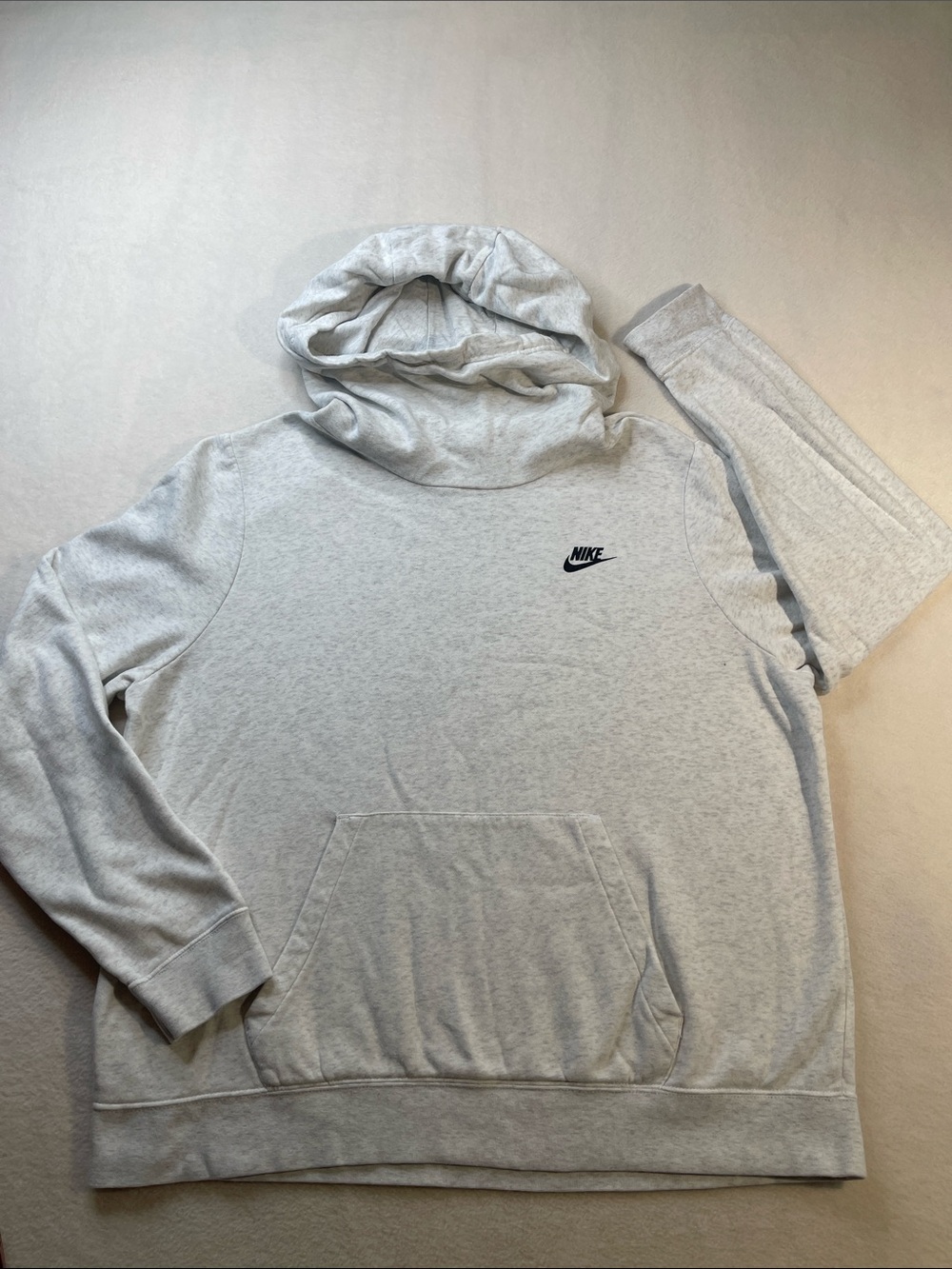 Nike Light Gray Pullover Hoodie with Small Chest Logo
